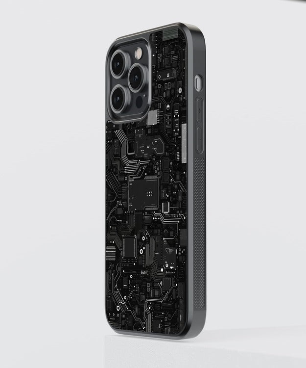 Circuit Board Black Glass Case