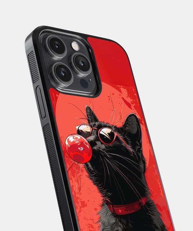Red Sassy Cat Glass Case