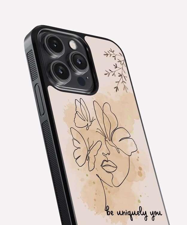 Uniquely You Face Illustration Glass Case