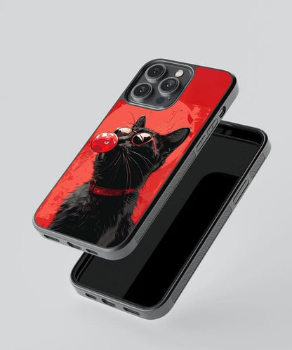 Red Sassy Cat Glass Case