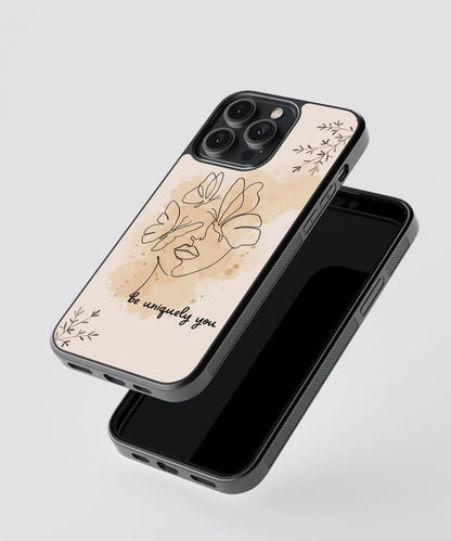 Uniquely You Face Illustration Glass Case