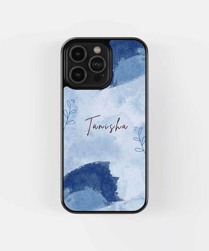Blue Custom Name Aesthetics Glass Case