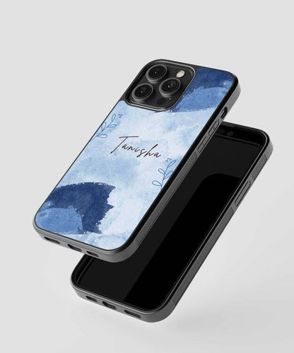 Blue Custom Name Aesthetics Glass Case