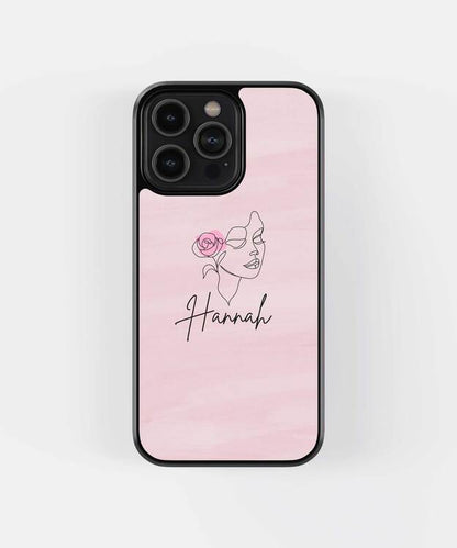 Custom Name Pink Rose Glass Case