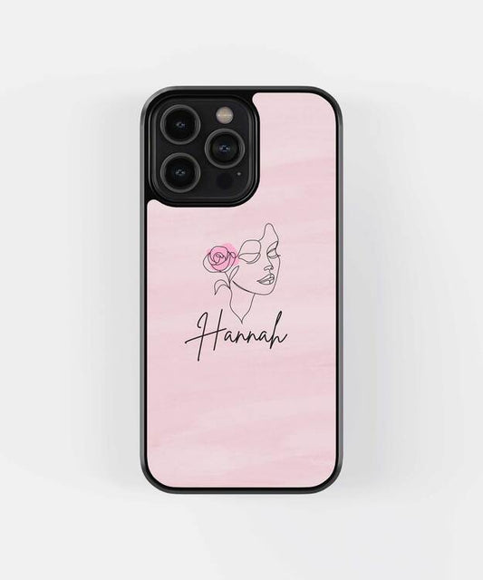 Custom Name Pink Rose Glass Case