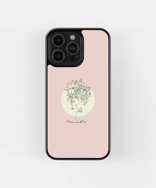 Aesthetic Custom Name Line Art Glass Case
