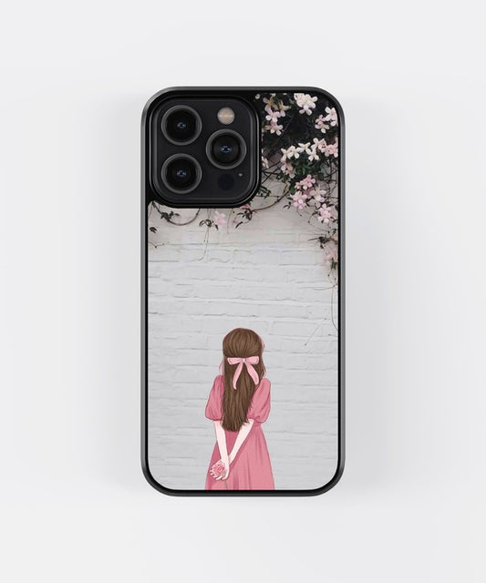 Floral Bow Girl Glass Case
