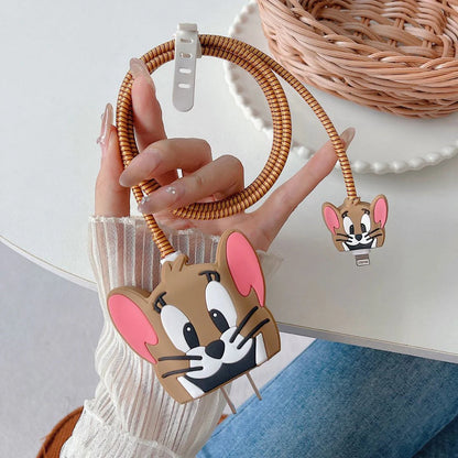 iPhone Charger Case Cover - Tom & Jerry - 4 Piece Set (With Wire Protector)