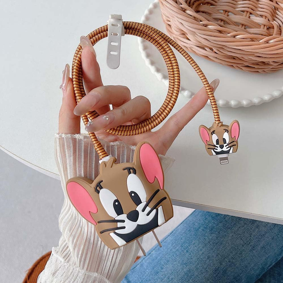 iPhone Charger Case Cover - Tom & Jerry - 4 Piece Set (With Wire Protector)