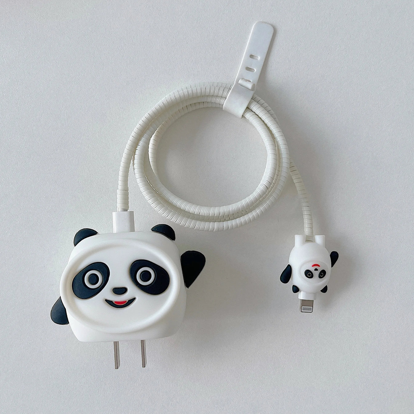 iPhone Charger Case Cover - Panda - 4 Piece Set (With Wire Protector)