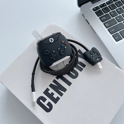 iPhone Charger Case Cover - XBOX Black - 4 Piece Set (With Wire Protector)