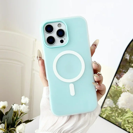 Shockproof Candy Color MagSafe Case (Cyan)