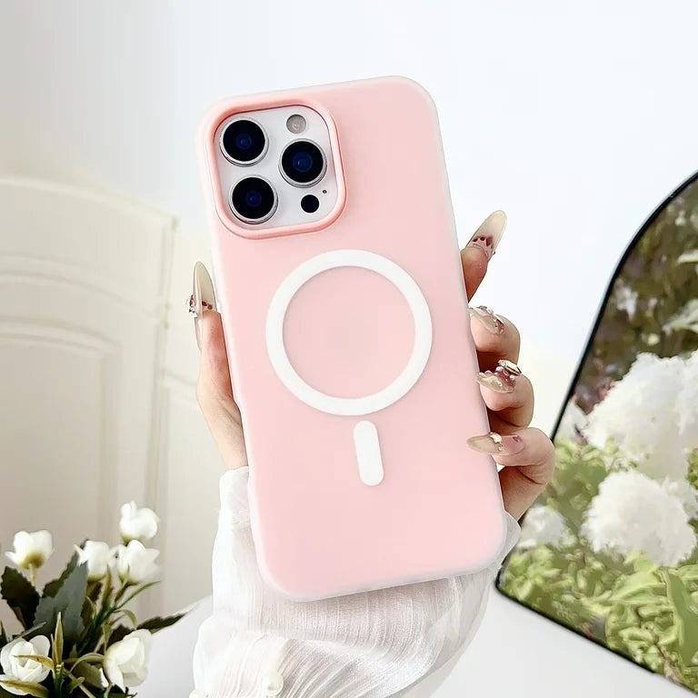 Shockproof Candy Color MagSafe Case (Pink)